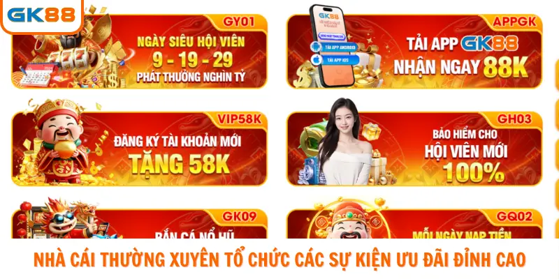 Nhà cái thường xuyên tổ chức các sự kiện ưu đãi đỉnh cao